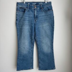 J.Crew 9" demi-boot Crop Jean In Canopy Wash  Medium Wash Size 33